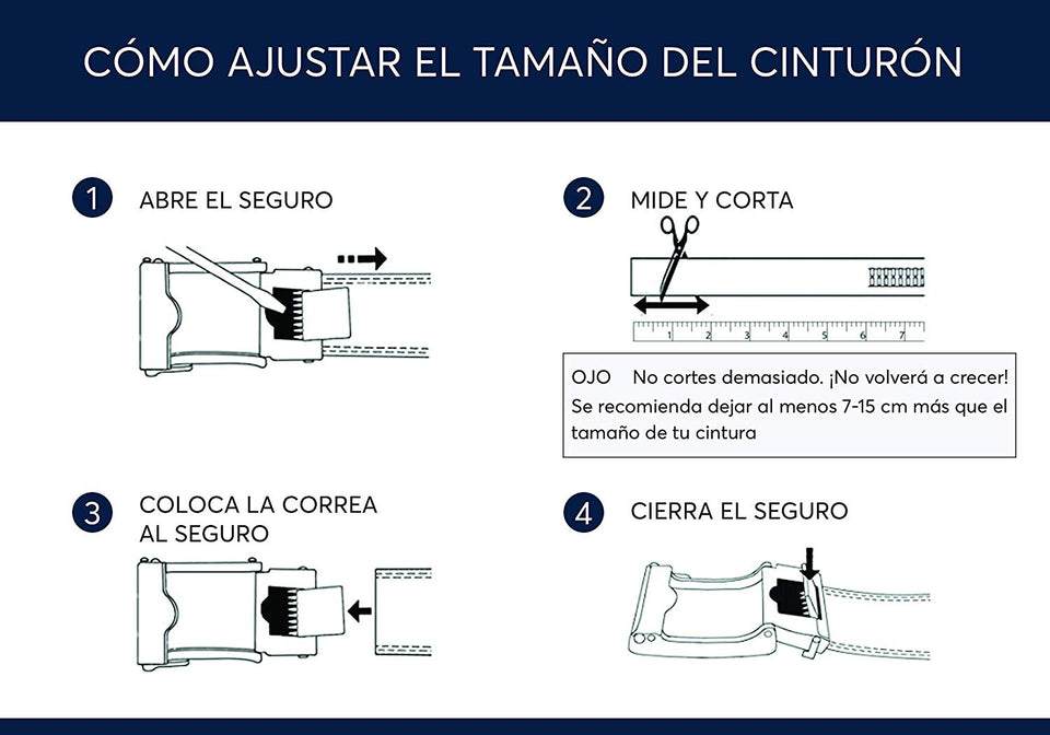 SIGLO® Cinturón para Hombres de Piel con Hebilla Automática – Diseño sin Agujeros – Cinturón de Clic Ajustable – Se adapta a tamaños 30-44 – Corte a su Ajuste Exacto – Correa Negra