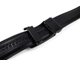 SIGLO® Cinturón para Hombres de Piel con Hebilla Automática – Diseño sin Agujeros – Cinturón de Clic Ajustable – Se adapta a tamaños 30-44 – Corte a su Ajuste Exacto – Correa Negra