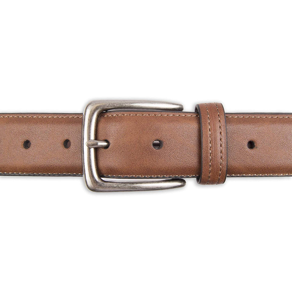 Columbia Cinturón de piel para hombre, estilo Trinity para vaqueros, caqui, vestido, correa de piel, hebilla plateada