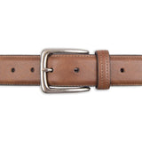 Columbia Cinturón de piel para hombre, estilo Trinity para vaqueros, caqui, vestido, correa de piel, hebilla plateada