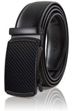 SIGLO® Cinturón para Hombres de Piel con Hebilla Automática – Diseño sin Agujeros – Cinturón de Clic Ajustable – Se adapta a tamaños 30-44 – Corte a su Ajuste Exacto – Correa Negra