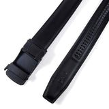SIGLO® Cinturón para Hombres de Piel con Hebilla Automática – Diseño sin Agujeros – Cinturón de Clic Ajustable – Se adapta a tamaños 30-44 – Corte a su Ajuste Exacto – Correa Negra